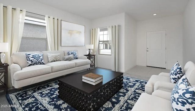 view of tiled living room