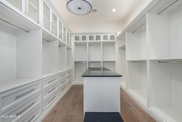 spacious closet featuring hardwood / wood-style floors