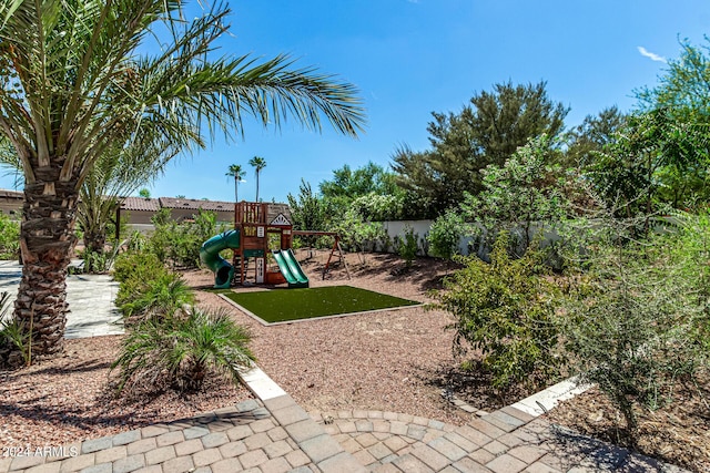 view of yard featuring a playground