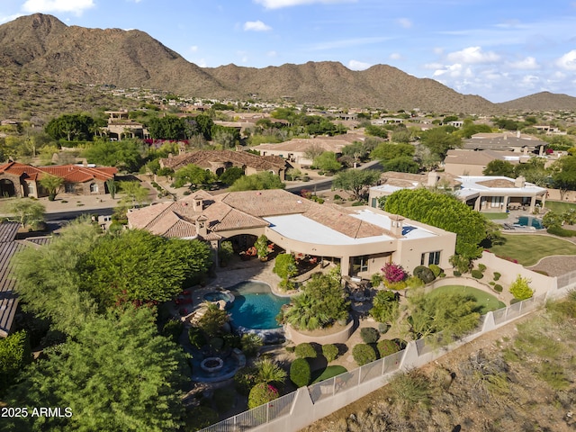 13249 E Summit Dr, Scottsdale, AZ 85259 - aerial view of residential area with a mountainous background and a pool