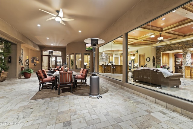 13249 E Summit Dr, Scottsdale, AZ 85259 - common area featuring recessed lighting, coffered ceiling, and beamed ceiling