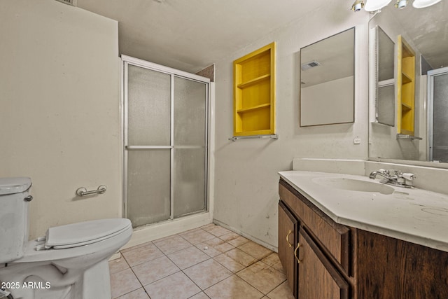 6015 W Acoma Dr, Glendale, AZ 85306 - bathroom with vanity, a shower stall, and tile patterned flooring