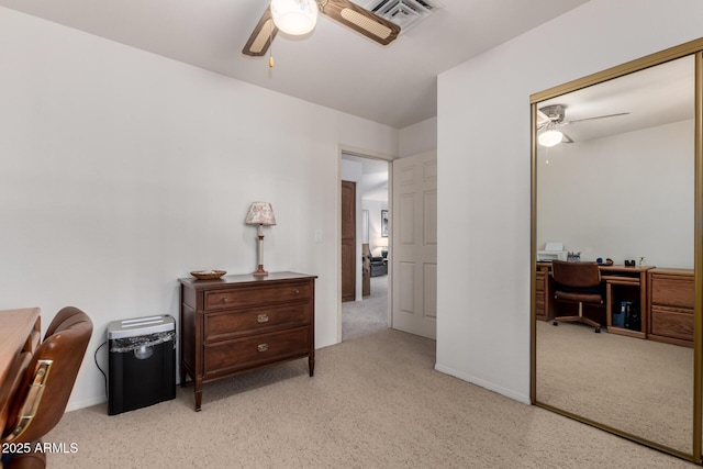 bedroom featuring a closet and ceiling fan