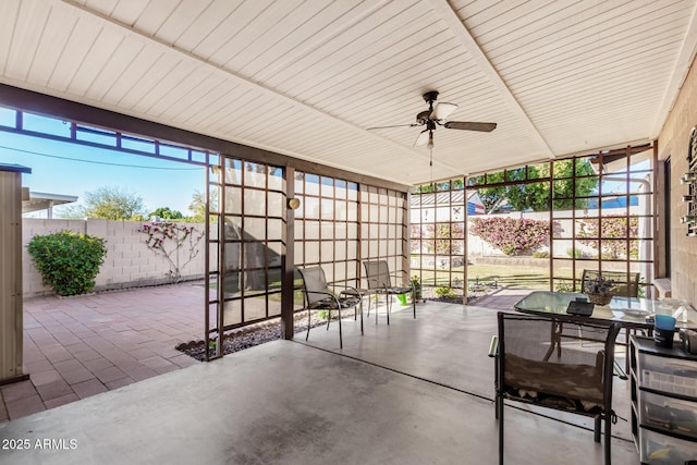 view of patio with ceiling fan