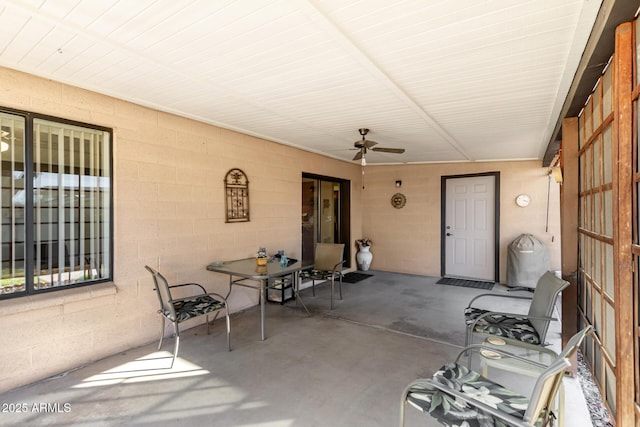 view of patio / terrace featuring ceiling fan