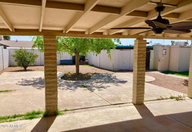 view of patio / terrace featuring ceiling fan