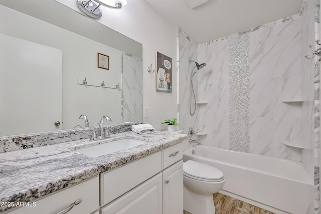 7125 W Canterbury Dr, Peoria, AZ 85345 - full bath featuring toilet, wood finished floors, shower / bathtub combination, and vanity