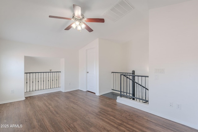 5628 S 21st Pl, Phoenix, AZ 85040 - bonus room with ceiling fan, wood finished floors, vaulted ceiling, and baseboards