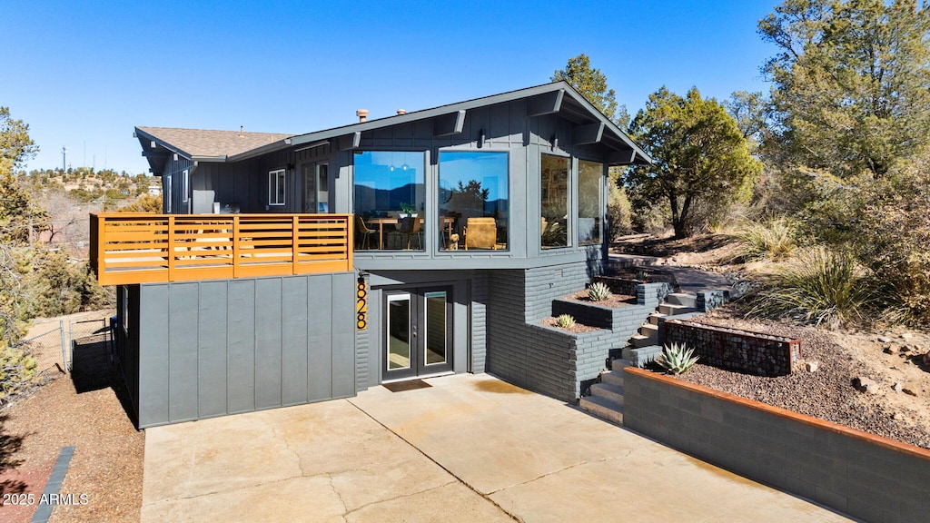 contemporary house with a patio