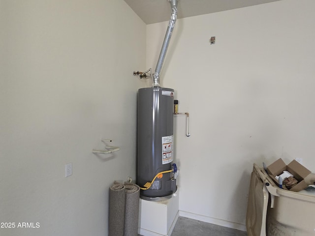 utility room with water heater