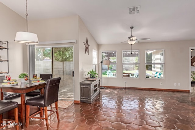 925 W Hudson Way, Gilbert, AZ 85233 - dining space featuring a ceiling fan and lofted ceiling