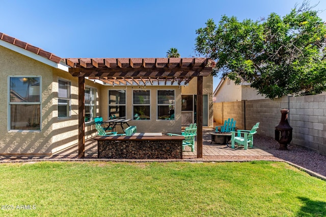 925 W Hudson Way, Gilbert, AZ 85233 - view of patio featuring a pergola and a fire pit