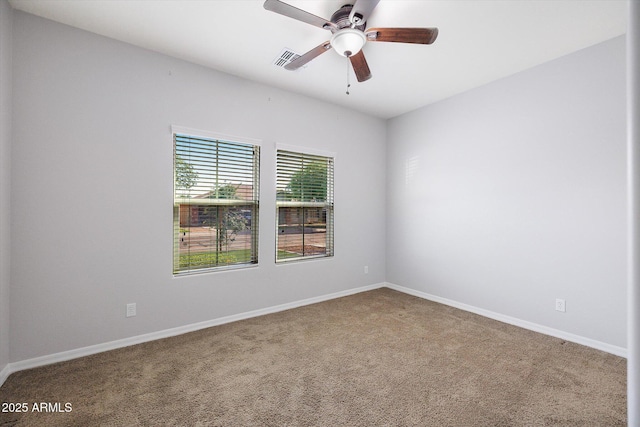 3592 E Sandwick Dr, San Tan Valley, AZ 85140 - carpeted spare room with visible vents, baseboards, and ceiling fan