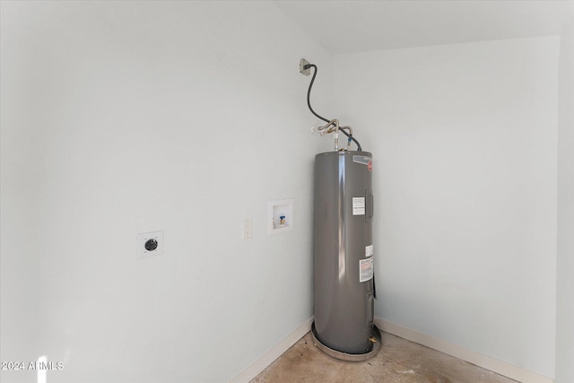 utility room with electric water heater