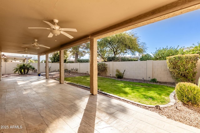 view of patio / terrace with ceiling fan