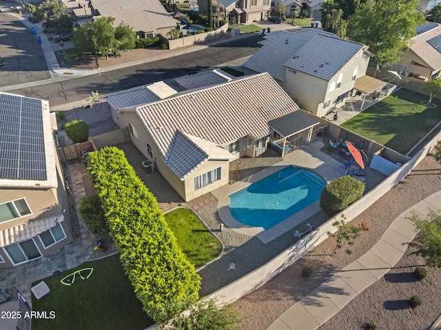bird's eye view with a residential view