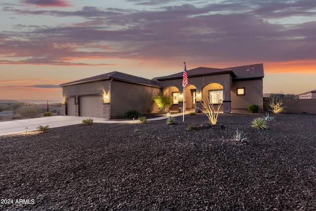 view of front of house with a garage