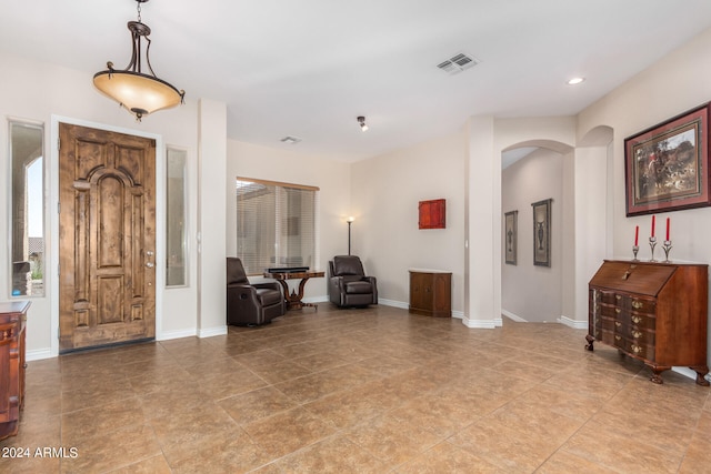 interior space featuring light tile patterned floors