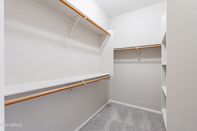 walk in closet with carpet