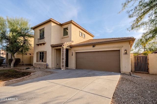 view of front of property featuring a garage