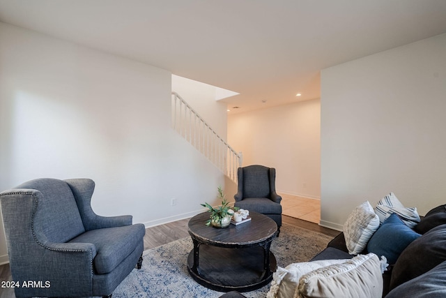 living room with hardwood / wood-style floors