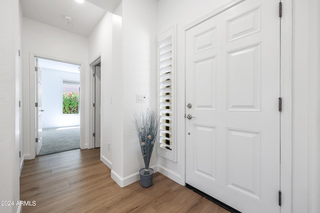 view of carpeted foyer