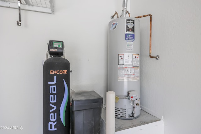 utility room with water heater