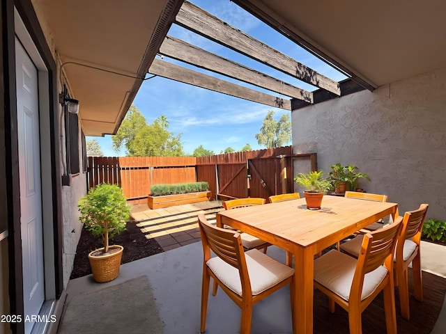 720 S Dobson Rd Unit 95, Mesa, AZ 85202 - view of patio with outdoor dining area, a pergola, and a gate