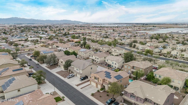 bird's eye view featuring a mountain view and a residential view