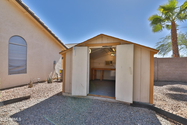 view of outbuilding featuring central AC unit