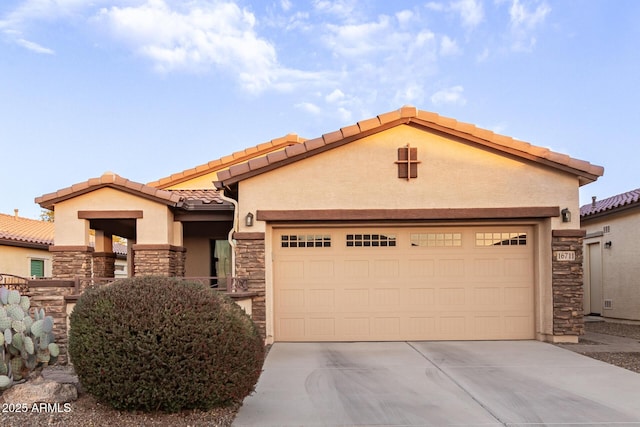 view of front of house with a garage