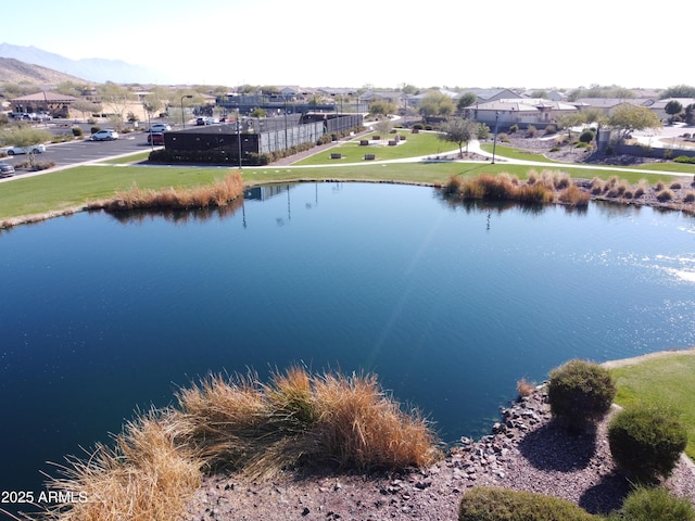 view of water feature with a mountain view