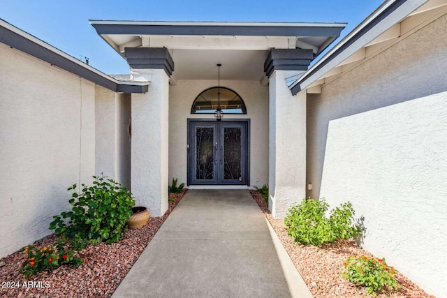 view of exterior entry with french doors