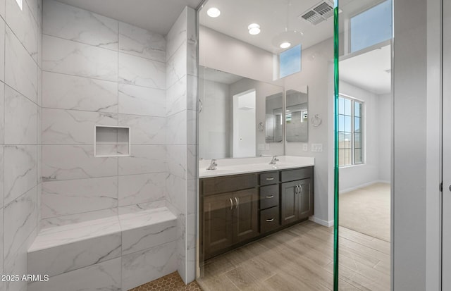 13512 W Copperleaf Ln, Peoria, AZ 85383 - full bathroom featuring double vanity, wood finished floors, and recessed lighting
