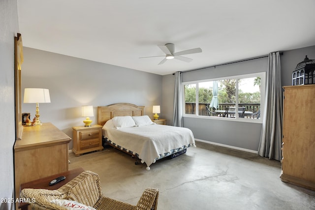 bedroom featuring baseboards and a ceiling fan