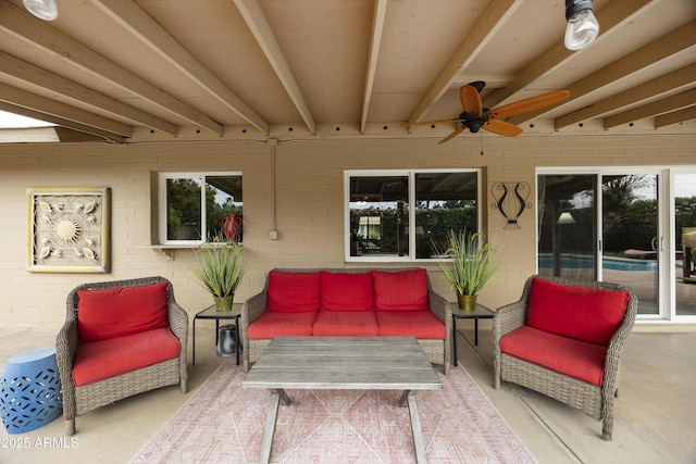 view of patio / terrace with an outdoor hangout area and ceiling fan