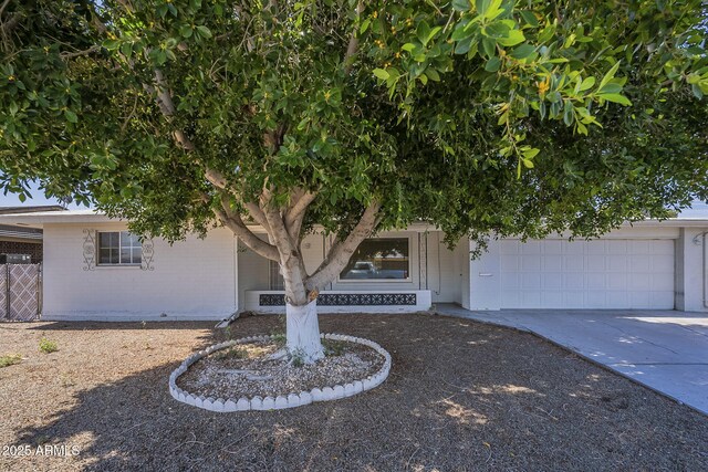 5657 E Dallas St, Mesa, AZ 85205 - doorway to property with a garage, driveway, and brick siding