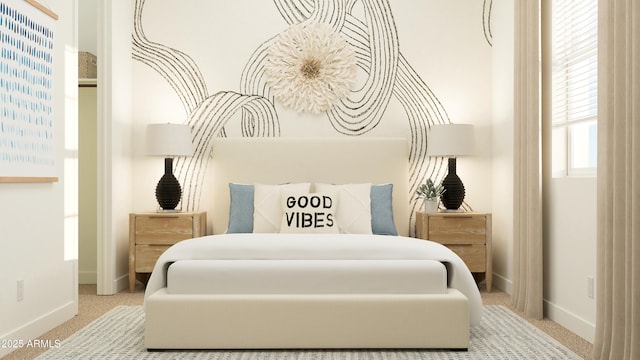 carpeted bedroom with baseboards
