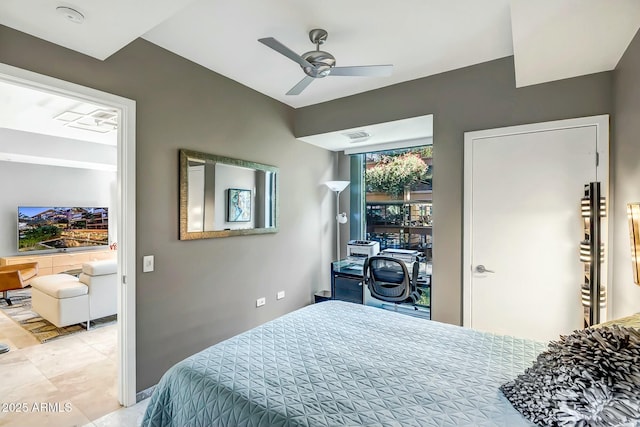 bedroom featuring ceiling fan