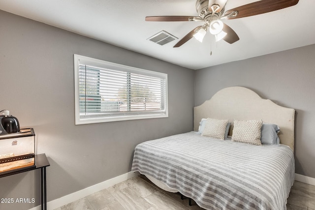 bedroom featuring ceiling fan