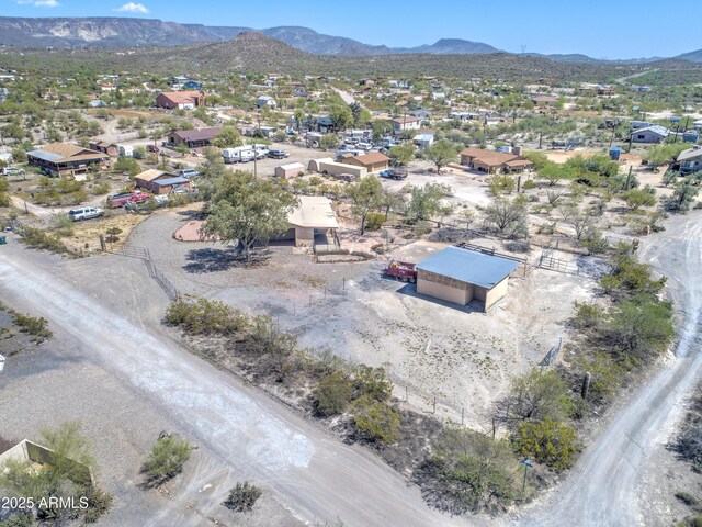 aerial perspective of suburban area with mountains