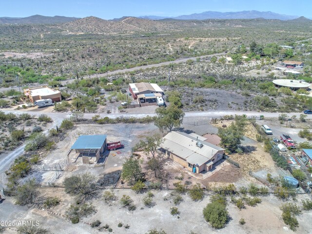 bird's eye view of mountains and a desert landscape