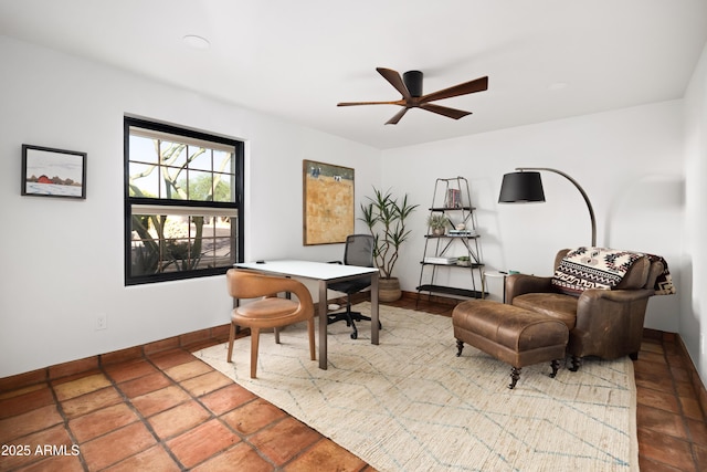 office area featuring ceiling fan