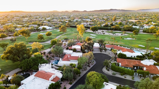 view of aerial view at dusk