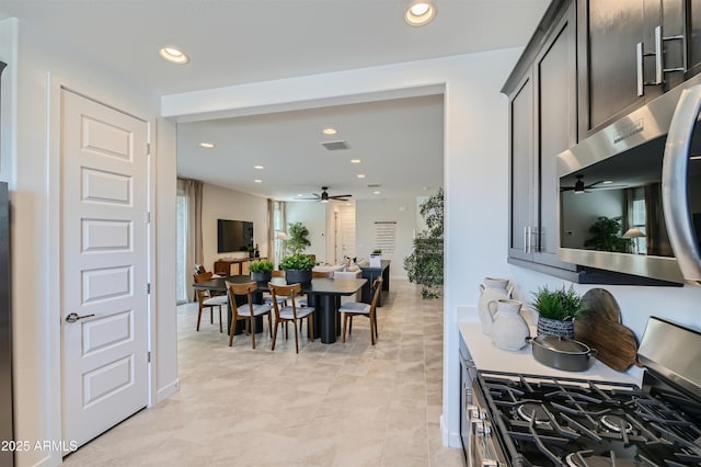 3340 S Lotus Ave, Mesa, AZ 85212 - dining area featuring a ceiling fan and recessed lighting