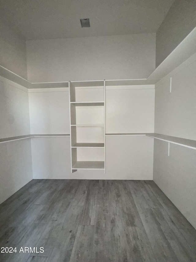 walk in closet featuring wood finished floors