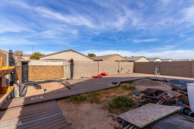 view of yard with a deck