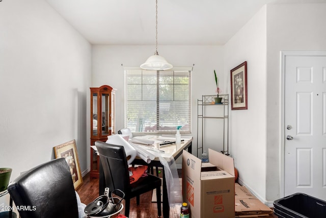 dining area featuring dark hardwood / wood-style floors