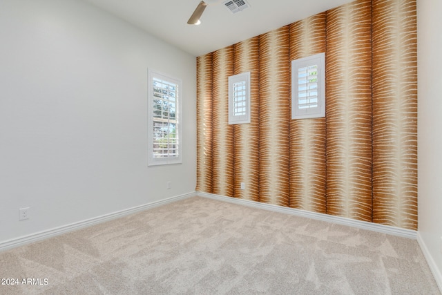 unfurnished room featuring a wealth of natural light and carpet flooring