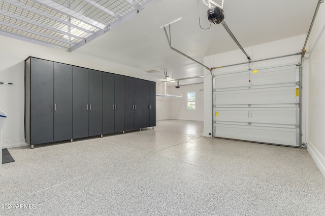 garage with a garage door opener